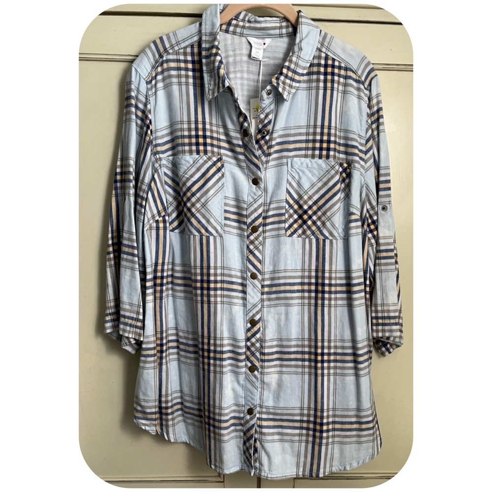 PLUS plaid button up - Picture 2 of 2